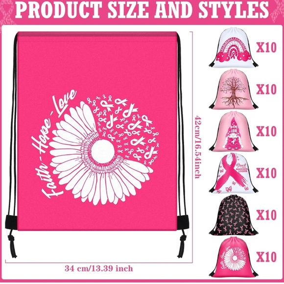 Cancer awareness drawstring bags - Picture 2 of 4
